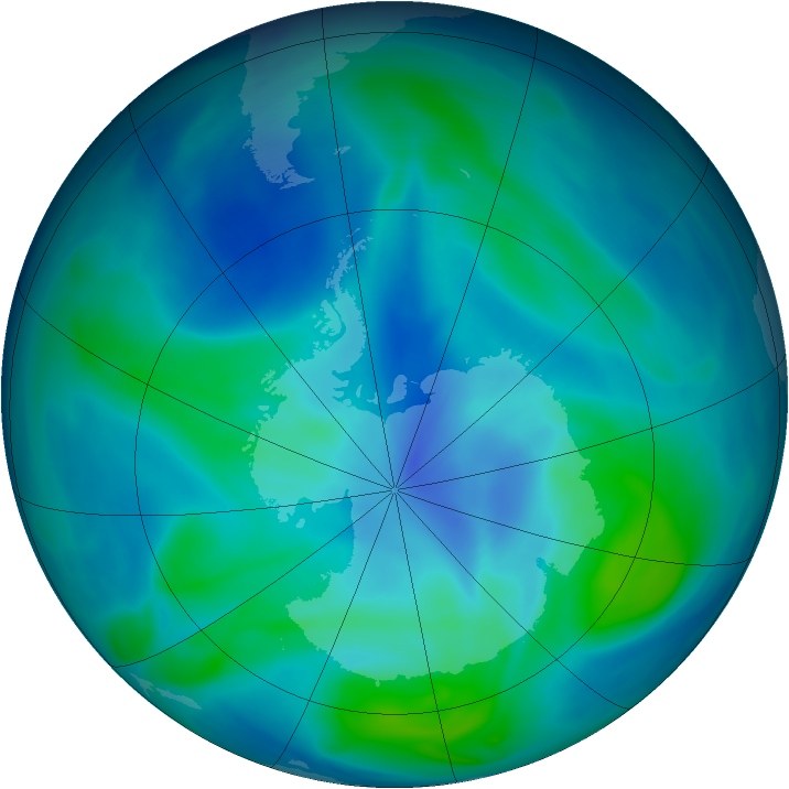 Antarctic ozone map for 28 February 2005